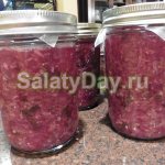 Салат на зиму из краснокочанной капусты острый